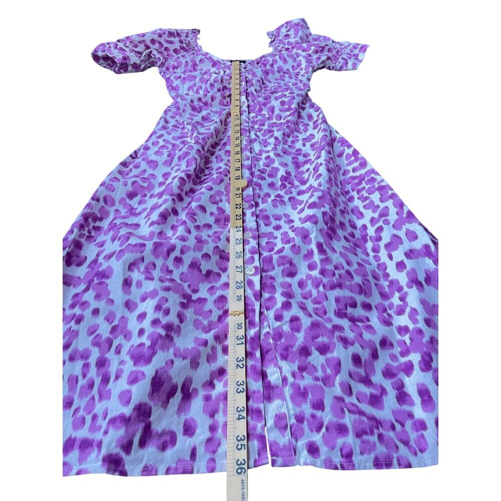 Who What Wear Fuchsia Leopard Print Puff Sleeve Button Front Midi Dress - Small - Picture 10 of 13